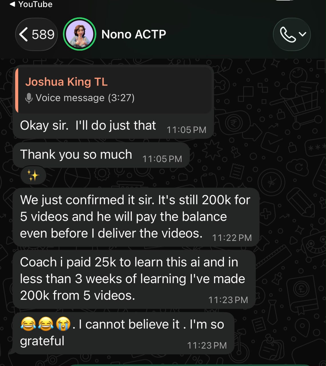 Nonye's WhatsApp screenshot
